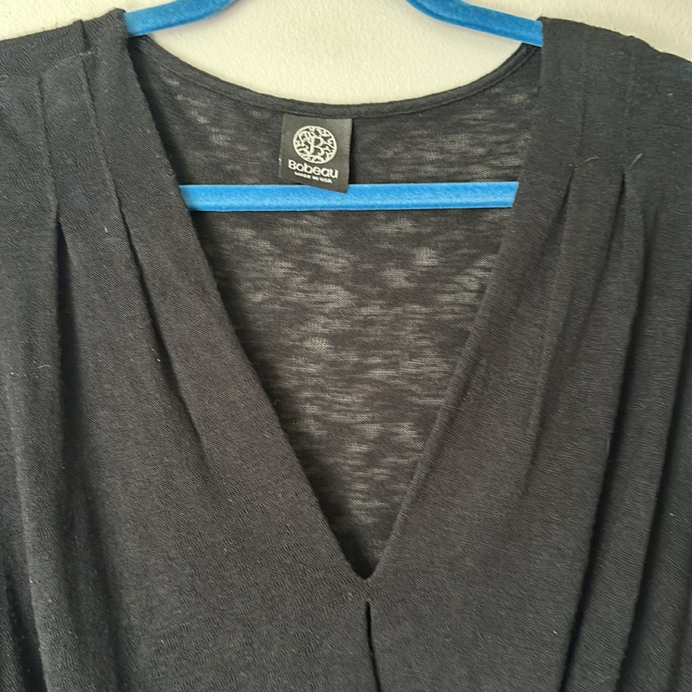 Bobeau Wrap Top Womens size M Black Deep V-Neck size M - Picture 2 of 8